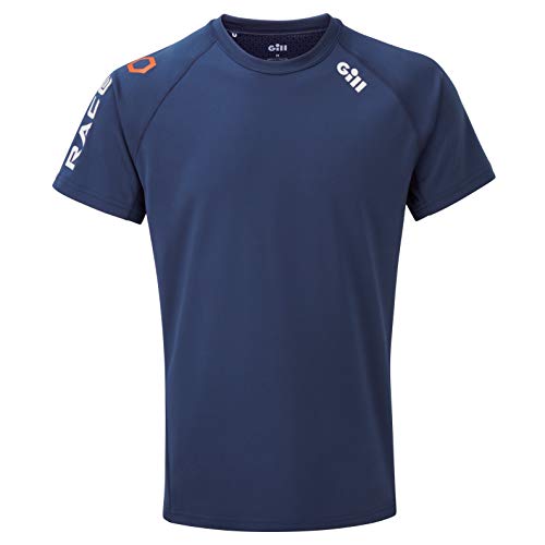 Gill Camiseta de Hombre Race tee Top - Azul Oscuro - Protection Solar Ligera UV y Properties SPF - Protection UV 50+