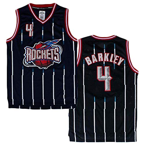 GLACX NBA Men's Jerseys, Houston Rockets 4# Barkley Clásico Ropa de Baloncesto, Fresco Tela Transpirable Camisetas Deportivas Retro, Fan Unisex Swingman Jerseys,XXL