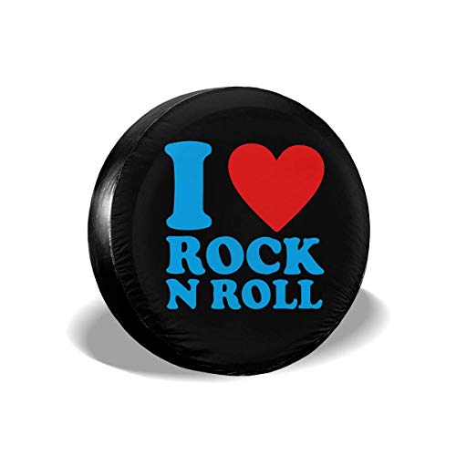 GOSMAO Fundas para Llantas para fanáticos de los Deportes I Love Rock N 'Roll Cubierta Universal para Llantas de Repuesto para remolques, caravanas, SUV y Muchos vehículos de 16 Pulgadas