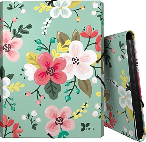 Grafoplás 82401934－Carpeta 3 solapas de flores tamaño folio y cierre con goma elástica, Diseño Noa