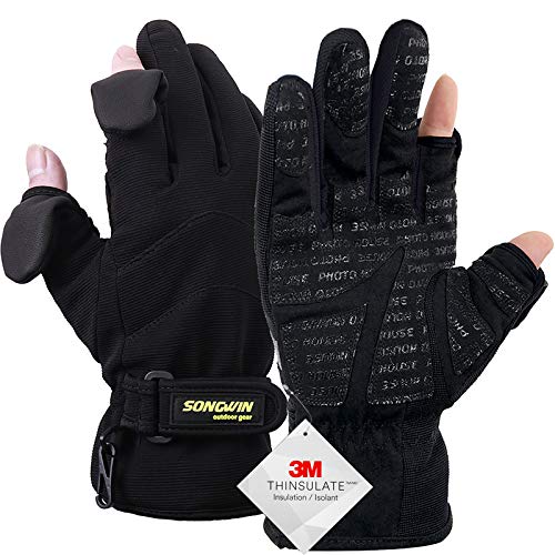 Guantes Impermeables de Invierno,Guantes de Esquí y Snowboard 3M Thinsulate Para Hombres y Mujeres,Guantes Con Pantalla Táctil Para Pescar,Fotografiar,Cazar Actividades Al Aire Libre. (Negro, L)