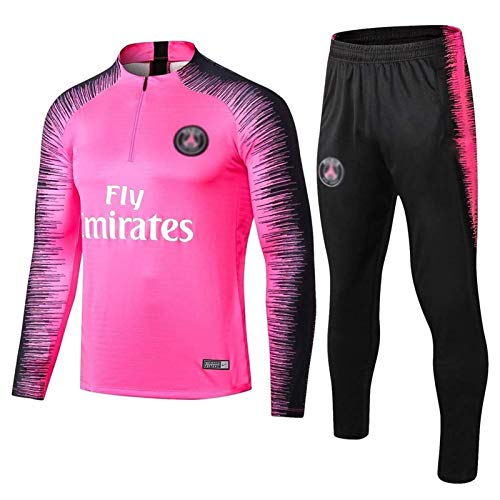 Gylilai Club de fútbol Europeo Sudadera de fútbol para Hombre Manga Larga Primavera y otoño Uniforme de Entrenamiento Deportivo Transpirable (Top + Pantalones) Rosa (Color : Pink, Size : M)