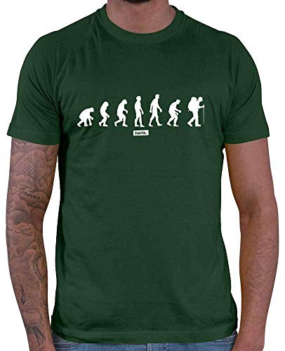 HARIZ Wandern Evolution Urmensch 2 Wandern Klettern Plus - Camiseta para Hombre, Color Verde Oscuro, tamaño M