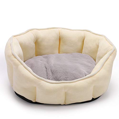 HCO-YU Cama de Gato con Forma de cáscara Cara acogedora cálida Perro Cat Cave Casa Casa de Cueva Portátil Mat Gatito Cueva con cojín extraíble (Color : Beige, Size : 46x46x23cm)