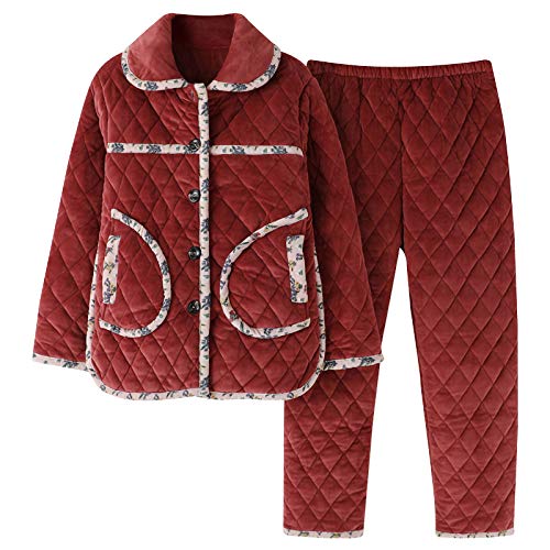 HIUGHJ Pijamas Hermosos Mujeres Invierno Coral Velvet Conjuntos de Pijamas Femeninos Pijamas Gruesos y Sexy Pijamas 3XL Pijama Femme Homewear, 611, XXL