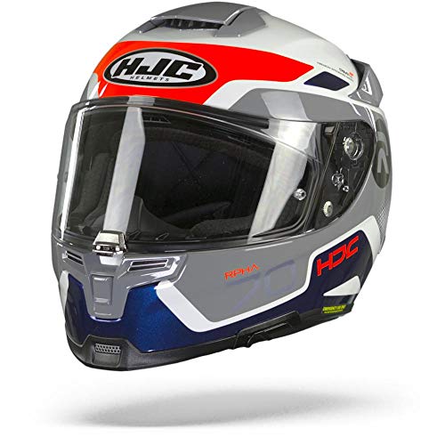 HJC NC Casco per Moto, Unisex-Adult, Blanco/Gris/Oroange, L