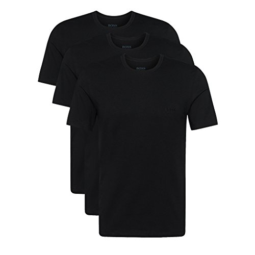 Hugo Boss - Juego de 3 camisetas (cuello redondo, manga corta, corte regular), color blanco o negro 3 X Schwarz Medium