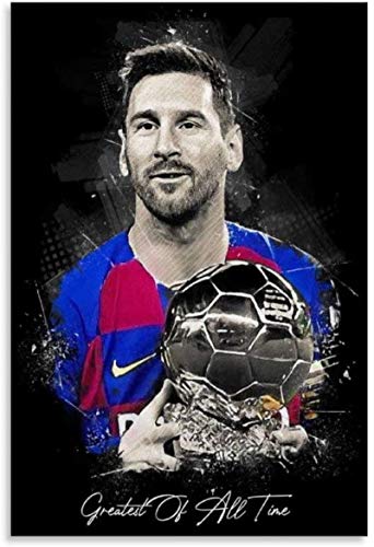 HuGuan Lienzo Y Arte De Pared PóSter Dormitorio Decorativo Messi Balon De Oro Camp NOU Pintura Pared Y Estampados Cuadros 19.7"x27.6"(50x70cm) Sin Marco