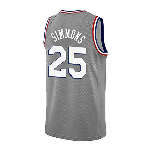 HuLei-Outdoor Camiseta de Baloncesto Ben Simmons NBA Sports Top Camiseta de Abanico cómoda S-XXXL Gris, S