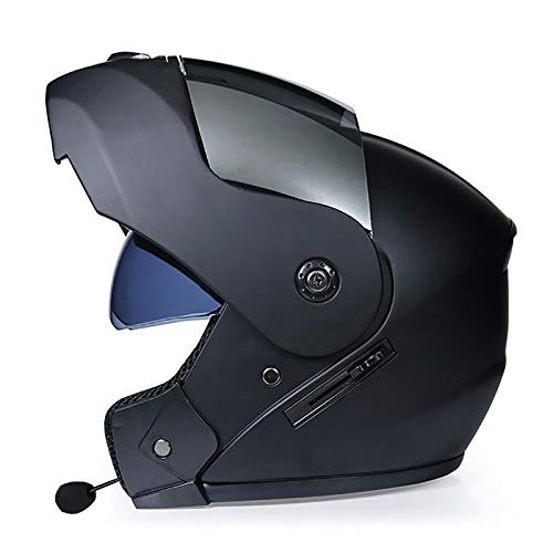 HZIH Bluetooth Casco Moto Casco Modular,Casco de Moto Modular Integral con Anti-Fog Doble Visera Motocicleta,para Cruceros Locomotora de Ciclomotor Chopper,ECE Homologado H,XL(60~61CM)