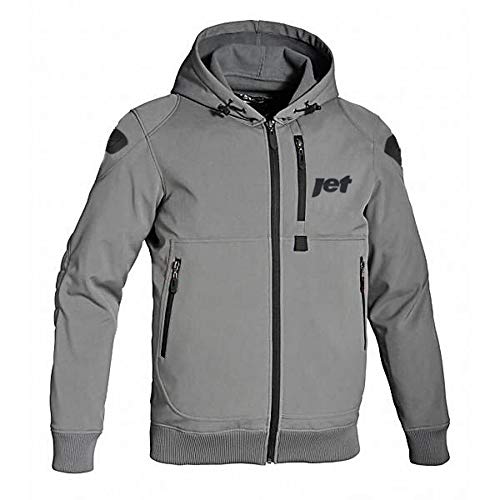 Jet Chaqueta Moto Capucha Hoodie Verano con Armadura Soft Shell (2XL (EU 54-56), Gris)