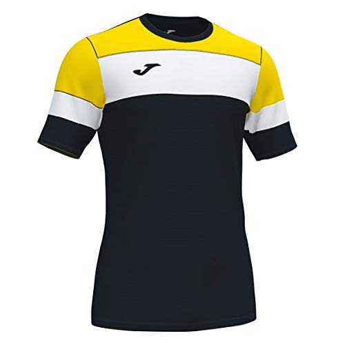 Joma Crew IV Camisetas Equip. M/C, Hombre, Negro-Amarillo, XL