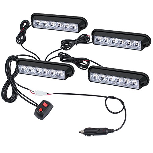 Justech 4x6LEDs LED Luces Estroboscópicas de Ámbar Luces de Faro para Advertencia Luces Intermitentes Luces de Emergencia 12V 24V Universal para el vehículo del vehículo Camión remolque Caravan Camper