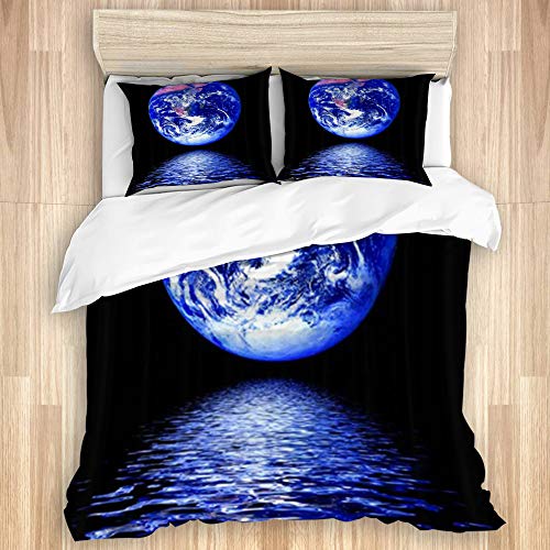 Kanxdecor Juego de Cama de 3 Piezas ，Agua de Río Bola Azul Negro， Juegos de Funda nórdica de Microfibra Suave con 2 Fundas de Almohada Doble