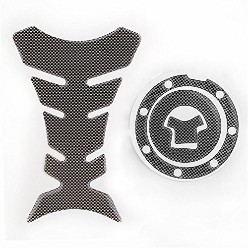 Kecheer Nuevo Carbon-Look Fuel Tank Decal Pad + Gas Cap Pegatina Cubierta Pad para Honda CBR 600RR F4i