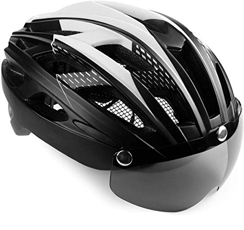 KINGLEAD Casco de Bicicleta con Luz de Seguridad y Visera de Protección, Casco de Ciclo Protegido Unisex Certificado CE para Andar en Bicicleta al Aire Libre Ajustable Superligero