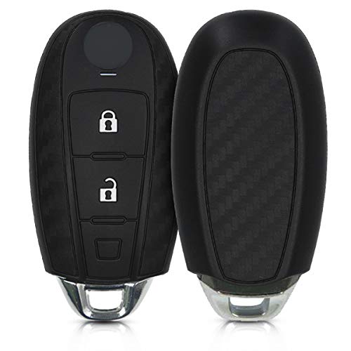 kwmobile Funda Compatible con Suzuki Sport Llave de Coche Keyless Go de 2 Botones - Carcasa Protectora Suave de Silicona - Carbono