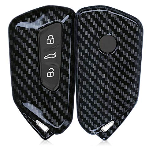 kwmobile Funda Compatible con VW Golf 8 Llave de Coche de 3 Botones - Carcasa Dura para Llave de Coche Mando de Auto - Carbono Negro