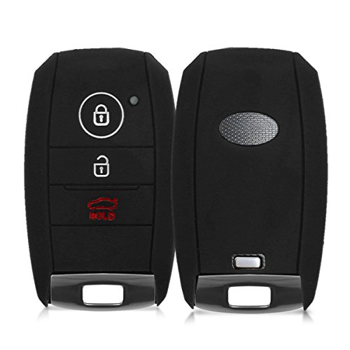 kwmobile Funda de Silicona Compatible con Kia Llave de Coche Smartkey de 3 Botones - Carcasa Suave de Silicona - Case Mando de Auto Negro