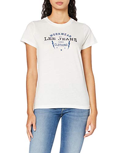 Lee Jeans Logo tee Camiseta, Blanco Crudo, M para Mujer