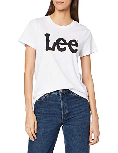 Lee Logo tee Camiseta, Blanco (White 12), Small para Mujer