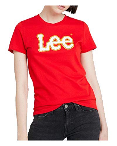 Lee Logo tee Camiseta, Rojo (Bright Red EF), Small para Mujer