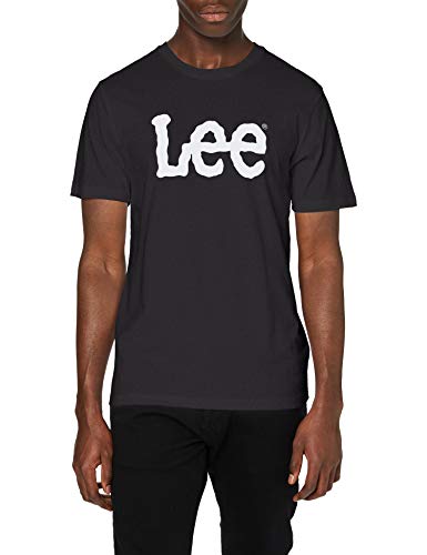 Lee Wobbly Logo tee Camiseta, Negro (Black), Large para Hombre