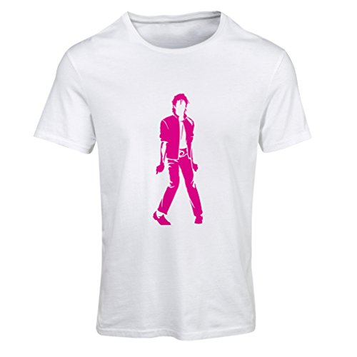 lepni.me Camiseta Mujer Me Encanta M J - Rey del Pop, 80s, 90s Músicamente Camisa, Ropa de Fiesta (X-Large Blanco Magenta)