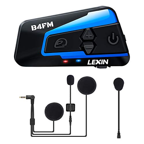 LEXIN B4FM Intercomunicador Casco Moto Bluetooth con Radio FM,Sistema Comunicador Casco de Reducción de Ruido, Manos Libres para Moto,4 Motoristas Tienen Distancia de hasta 1200M para Moto/Off-Road