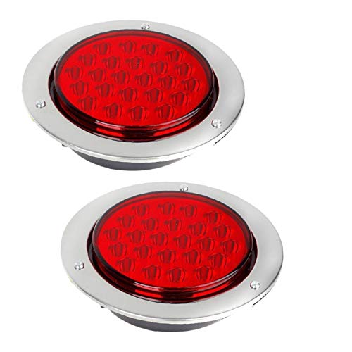 LIANYG Piloto Trasero 2 unids Rojo 4 Pulgadas Redondo camión de Carro de la luz de la luz de Giro de la luz de la luz de la luz para Camiones remolques Caravans Motor Homes Luces Traseras Remolque