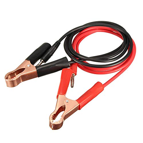 Lifreer 2Pcs 15A Banana Plug a 80mm Car Battery Clip Clamp Power Alligator Clips Cable