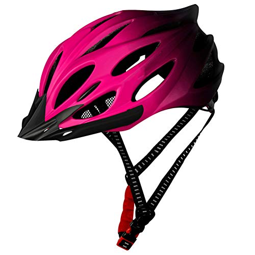 Ligera Casco De La Bici, Casco De Ciclista, Casco De La Bicicleta con La Luz Trasera Ajustable Hombres Mujeres Rosa