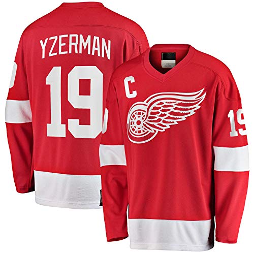 LIMONG Camiseta de hockey sobre hielo para hombre, estilo hip hop, Steve Detroit, color rojo, n.º 19, alas Yzerman Premier Breakaway Jugador jubilado, uniforme de limpieza repetible, color rojo