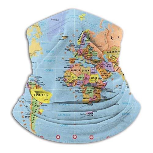 Linger In Cuello Bufanda World Map Ski Neck Warmer, para Unisex Negro