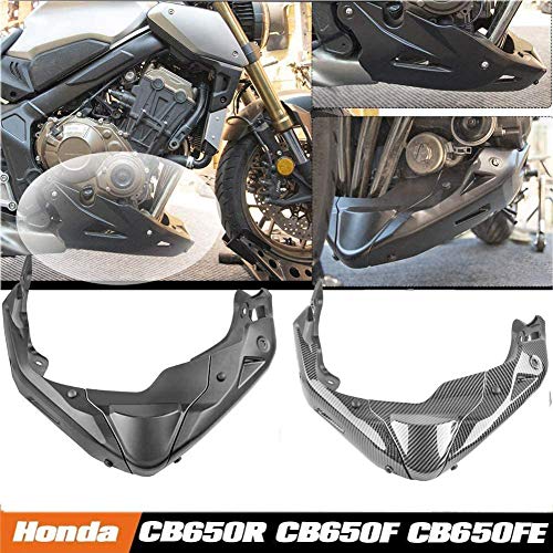 Lorababer Cubierta Protectora de Motor Negra para Motocicleta, Cubierta Debajo de la Capota, Cubiertas Bajas para Carenado para Honda CB650R (2019-2021) CB650F (2014-2020)(Aspecto de fibra de carbono)