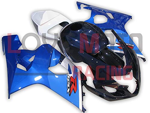 LoveMoto Carenados para GSX-R600 GSX-R750 K4 2004 2005 04 05 GSXR 600 750 Kit de carenado de Material plástico ABS Moldeado por inyección para Moto Azul Negro