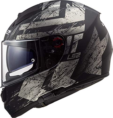 LS2 Casco de moto FF397 VECTOR HUNTER MATT Negro TITANIUM, Negro/Titanium, L