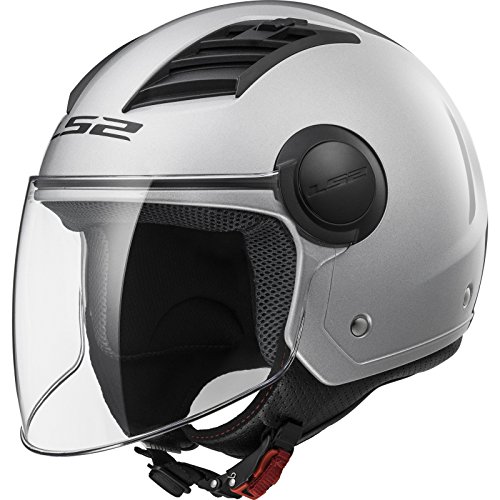 LS2, Casco jet de moto Airflow gris, XL, plateado