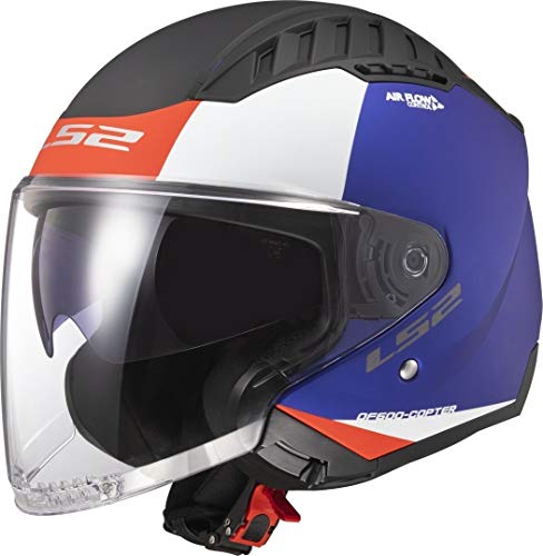 LS2 Copter Urbane Casco de Motor, Unisex Adulto, Azul Rojo, Large