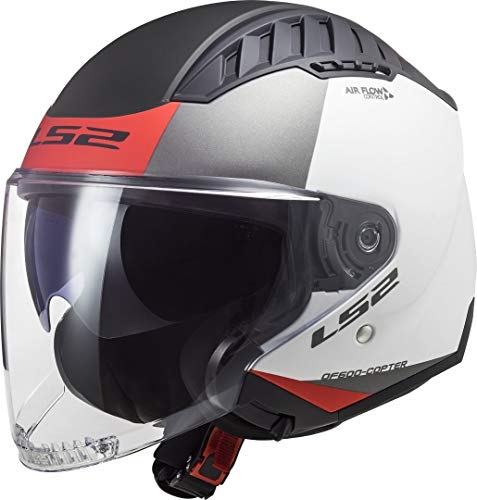 LS2 Copter Urbane Casco de Motor, Unisex Adulto, Mate-Rojo Blanco, Extra-Large