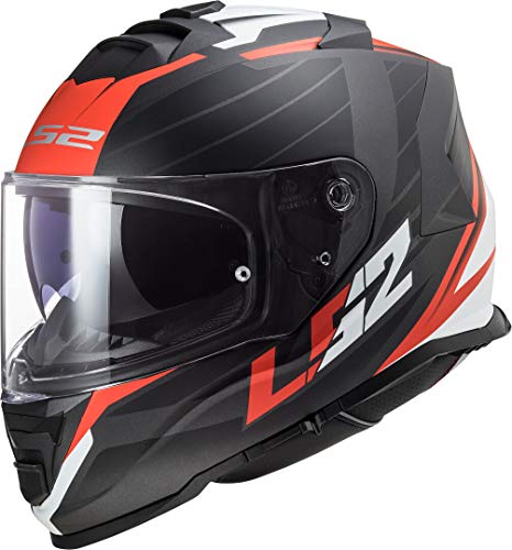 LS2 NC Casco per Moto, Hombre, Negro/Rojo/Blanco, M