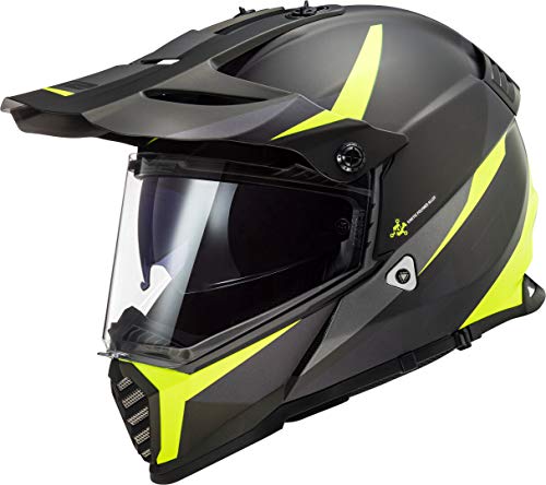 LS2 Pioneer Evo Router - Casco de cross para moto, color negro mate H-V amarillo