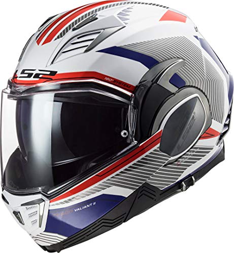 LS2 Valiant II REVO Casco de Moto, Hombre, Azul Blanco Rojo, L