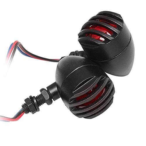 Luces intermitentes incandescentes de luz intermitente de 3 cables para motocicleta de 4 piezas para Harley Honda Yamaha Suzuki Kawasaki Cruiser Bobber Chopper-Red_Lens