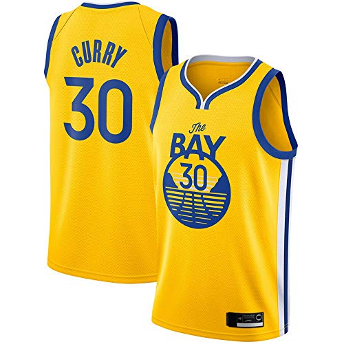 LYY Jerseys De Hombre, Golden State Warriors # 30 Stephen Curry, NBA Baloncesto Uniformes Chalecos Deportivos Transpirables Y Absorbentes De Sudor Sin Mangas Camisetas,Amarillo,M(170~175CM)