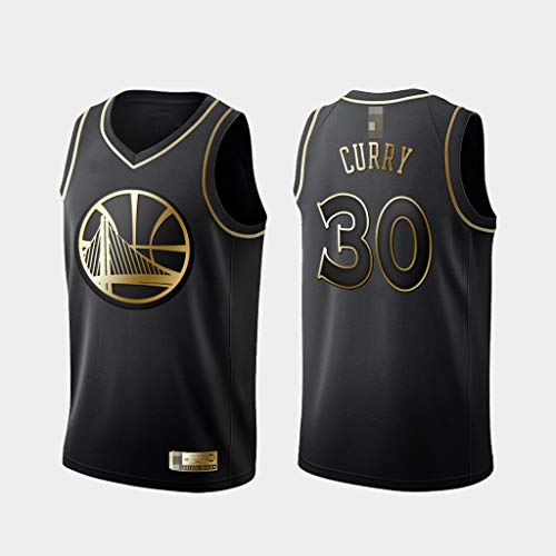 LYY Jerseys De Hombre, Golden State Warriors # 30 Stephen Curry - NBA Classic Baloncesto Sportswear Flojo Comfort Chalecos Tops Sin Mangas Camisetas Uniformes,Negro,L(175~180CM)