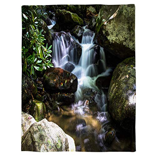 Manta de Tiro de Franela Bosque Río Paisaje Ligera Manta de Cama de Lana Primavera Naturaleza Suave y cálida Manta Sofá/sillón/Silla para Todas Las Estaciones