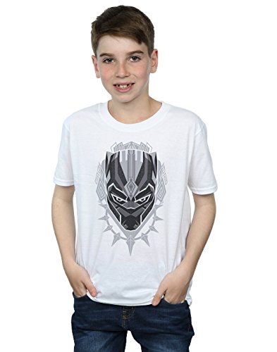 Marvel Niños Black Panther Head Camiseta Blanco 9-11 Years