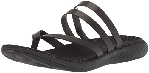 Merrell Women's Duskair Seaway Post Leather Sandal, Black, 7 Medium US