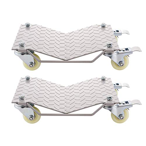 Moracle Wheel Auto Dolly para Mover Coche Tire Rueda Dolly Rueda Dollies Tire Patines Heavy Duty Vehículo Coche Auto Reparación de Slide Aluminio Caster, Juego de 2 Piezas Capacidad de 4 Carros 680 kg